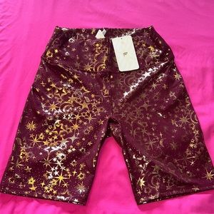 Fabletics High waisted powerhold shorts 9” metallic star print